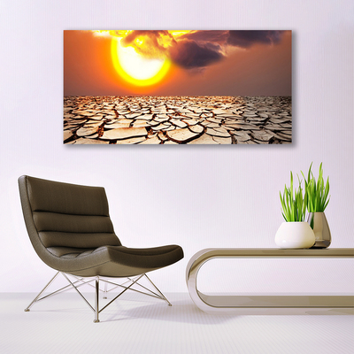 Canvas Wall art Sun desert landscape yellow brown