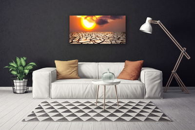 Canvas Wall art Sun desert landscape yellow brown