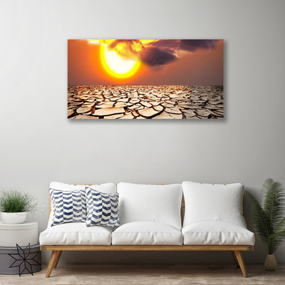 Canvas Wall art Sun desert landscape yellow brown