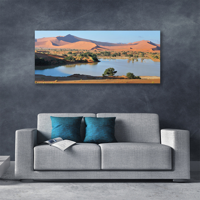 Canvas Wall art Bay desert landscape brown green blue