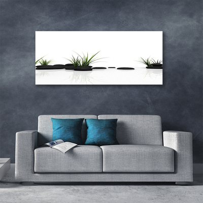 Canvas Wall art Grass stones art black green