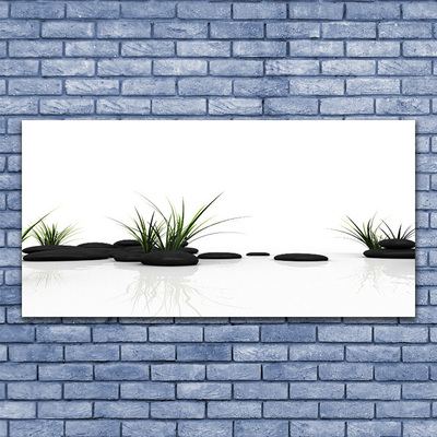 Canvas Wall art Grass stones art black green