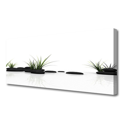 Canvas Wall art Grass stones art black green