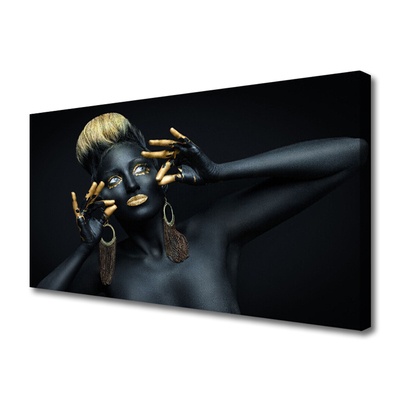 Canvas Wall art Women people black gold