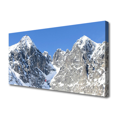 Canvas Wall art Mountain snow landscape grey white