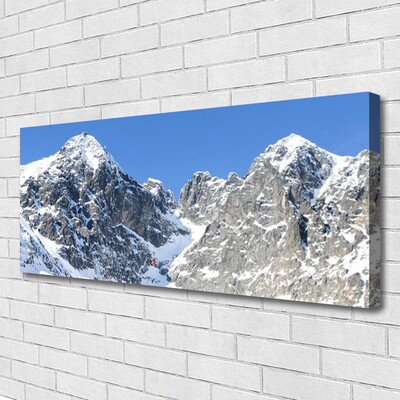 Canvas Wall art Mountain snow landscape grey white