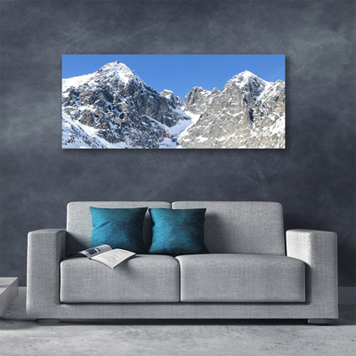 Canvas Wall art Mountain snow landscape grey white