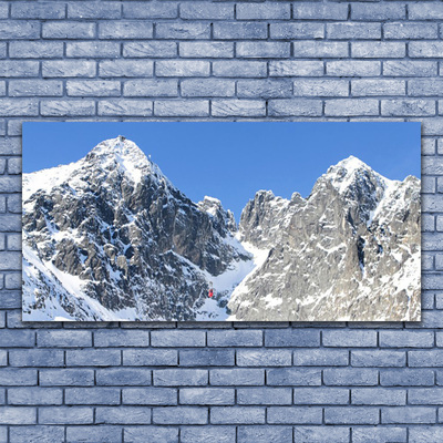 Canvas Wall art Mountain snow landscape grey white