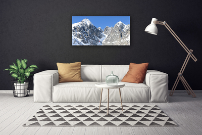 Canvas Wall art Mountain snow landscape grey white