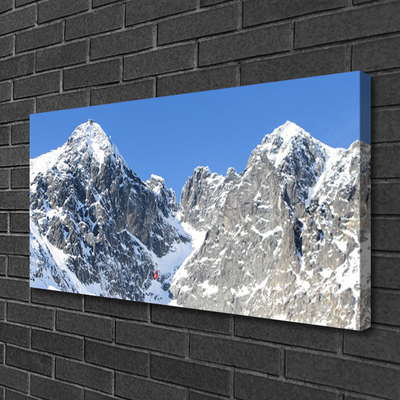 Canvas Wall art Mountain snow landscape grey white