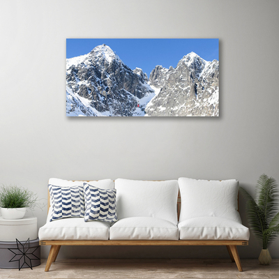 Canvas Wall art Mountain snow landscape grey white