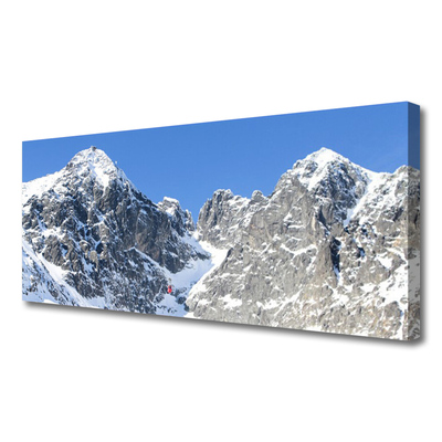 Canvas Wall art Mountain snow landscape grey white