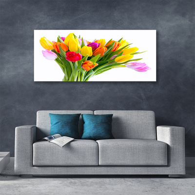 Canvas Wall art Tulips floral yellow red pink orange