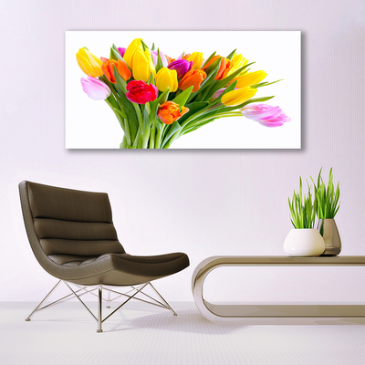 Canvas Wall art Tulips floral yellow red pink orange