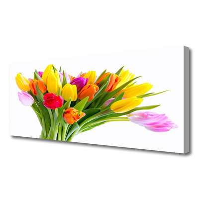 Canvas Wall art Tulips floral yellow red pink orange