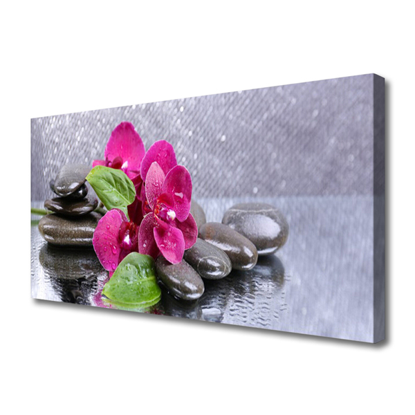 Canvas Wall art Flower stones art red black