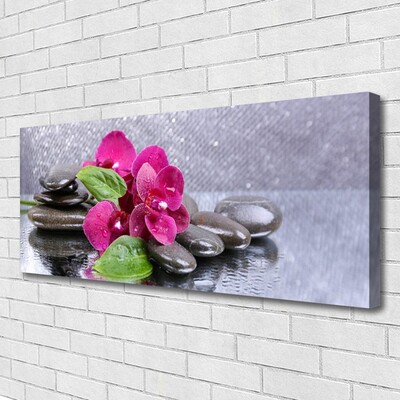 Canvas Wall art Flower stones art red black