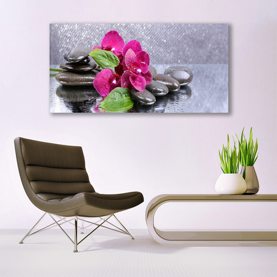 Canvas Wall art Flower stones art red black