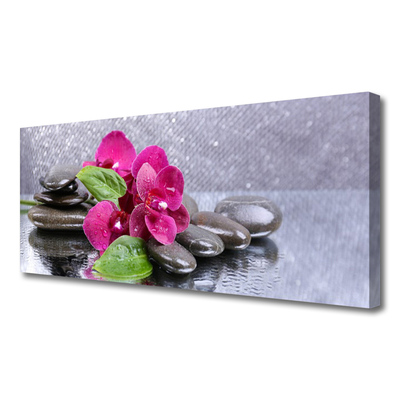 Canvas Wall art Flower stones art red black