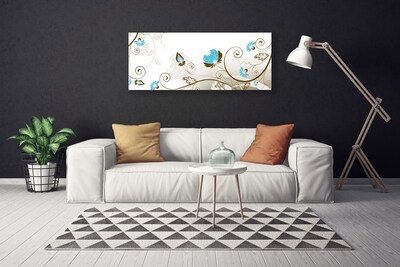 Canvas Wall art Abstract art brown blue white grey