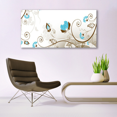 Canvas Wall art Abstract art brown blue white grey