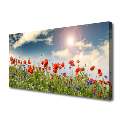 Canvas Wall art Meadow flowers nature green red purple white