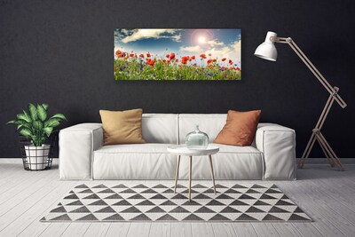 Canvas Wall art Meadow flowers nature green red purple white