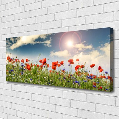 Canvas Wall art Meadow flowers nature green red purple white