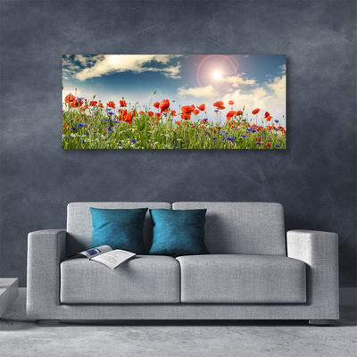 Canvas Wall art Meadow flowers nature green red purple white