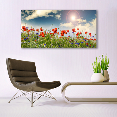 Canvas Wall art Meadow flowers nature green red purple white