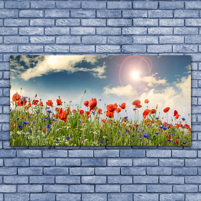 Canvas Wall art Meadow flowers nature green red purple white