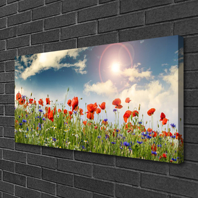 Canvas Wall art Meadow flowers nature green red purple white