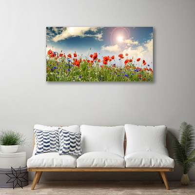 Canvas Wall art Meadow flowers nature green red purple white