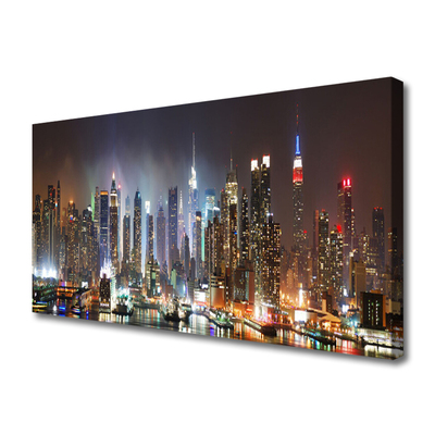 Canvas Wall art City houses black white brown