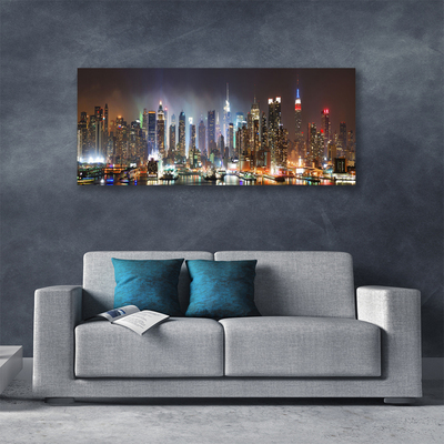 Canvas Wall art City houses black white brown