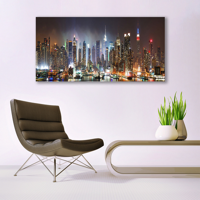 Canvas Wall art City houses black white brown