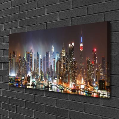 Canvas Wall art City houses black white brown