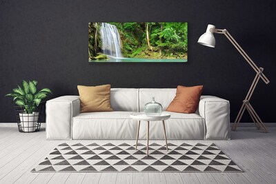 Canvas Wall art Waterfall forest nature white blue brown green