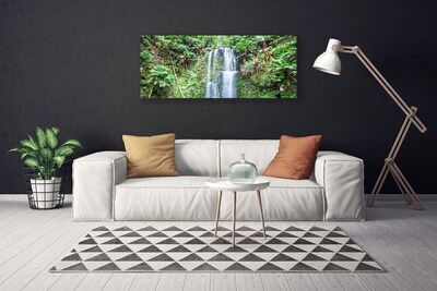 Canvas Wall art Waterfall trees nature white brown green