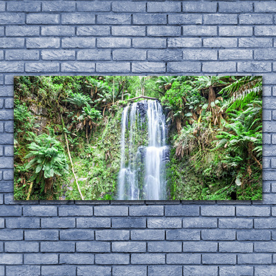 Canvas Wall art Waterfall trees nature white brown green