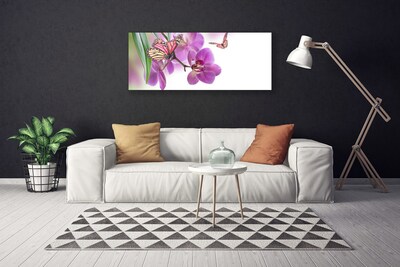 Canvas Wall art Butterflies flowers nature yellow pink grey