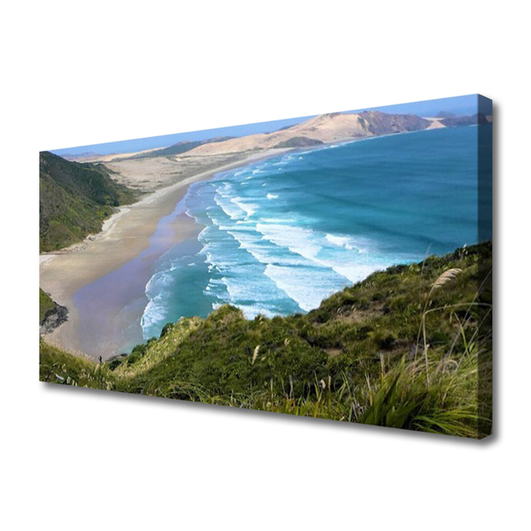 Canvas Wall art Beach sea landscape brown white blue