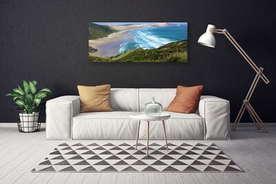 Canvas Wall art Beach sea landscape brown white blue