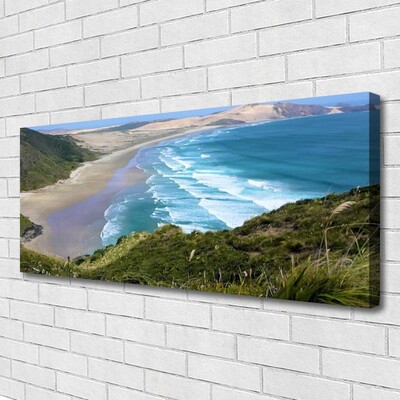 Canvas Wall art Beach sea landscape brown white blue