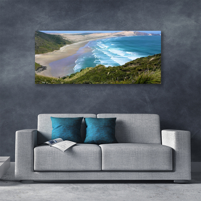 Canvas Wall art Beach sea landscape brown white blue