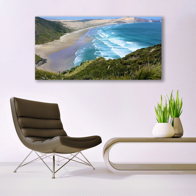 Canvas Wall art Beach sea landscape brown white blue