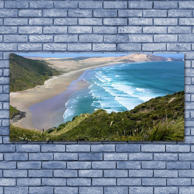 Canvas Wall art Beach sea landscape brown white blue