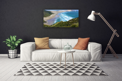 Canvas Wall art Beach sea landscape brown white blue