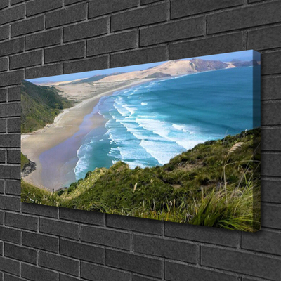 Canvas Wall art Beach sea landscape brown white blue