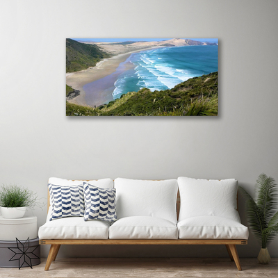 Canvas Wall art Beach sea landscape brown white blue